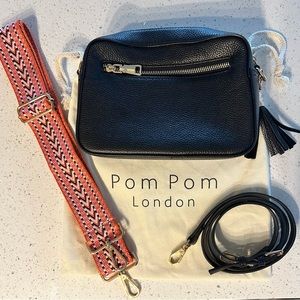 Pom Pom London Black Leather Camera Bag.